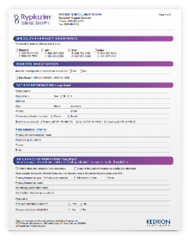 RYPLAZIM Enrollment Form